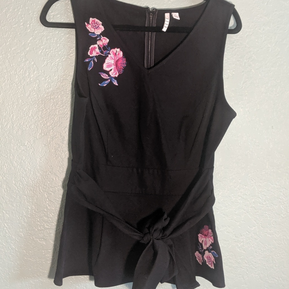 ELLE Embroidered Peplum Top